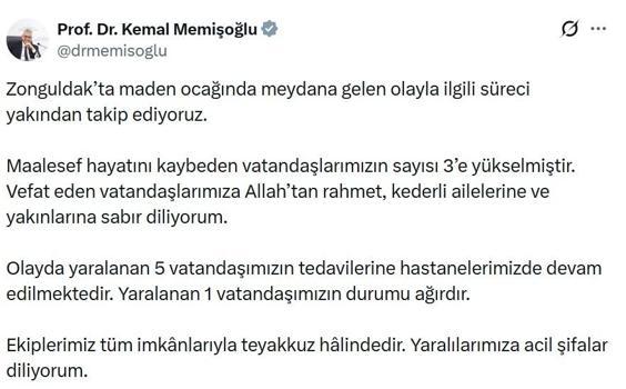 Bakan Memişoğlu'ndan Zonguldak'taki maden kazasına ilişkin açıklama (2)