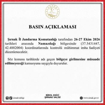 Şırnak'ta kontrollü mühimmat imha faaliyeti gerçekleştirilecek