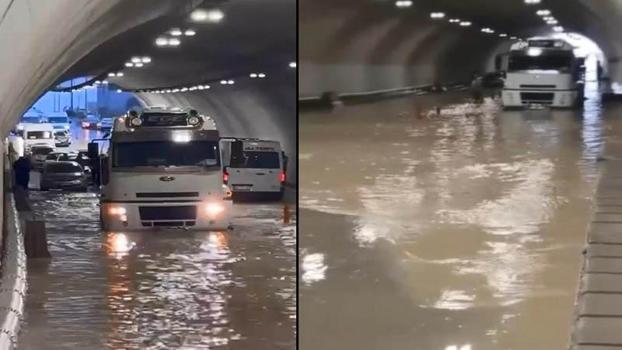 Pendik'te sağanağın ardından tüneli su bastı