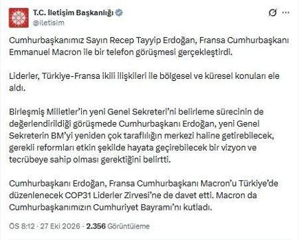 Cumhurbaşkanı Erdoğan, Fransa Cumhurbaşkanı Macron ile görüştü