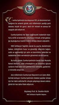 MİT Başkanı Kalın'dan Cumhuriyet Bayramı mesajı