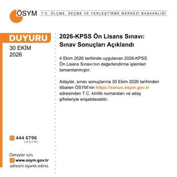 2026-KPSS Ön Lisans sonuçları açıklandı