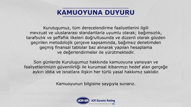 JCR Eurasia Rating tarafından yayınlanan gönderi