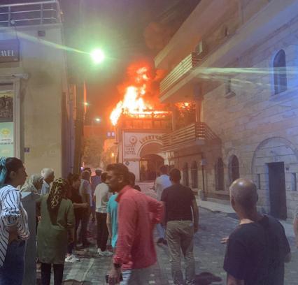 Nevşehir'de butik otelin terasında yangın