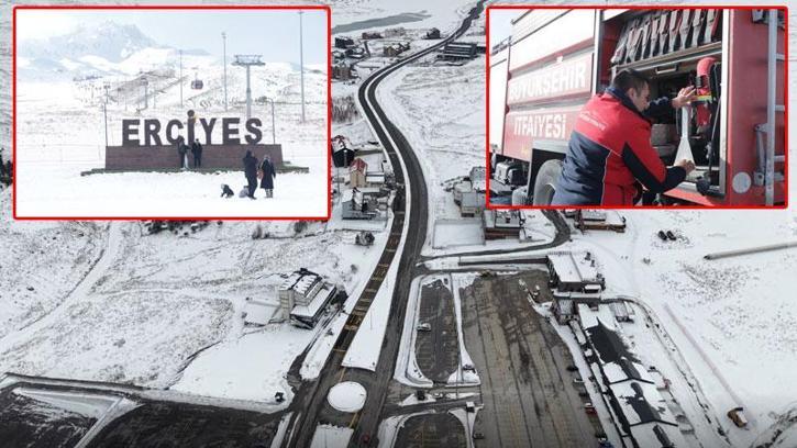 Erciyes Kayak Merkezi’nde itfaiye ekipleri 7/24 görevde