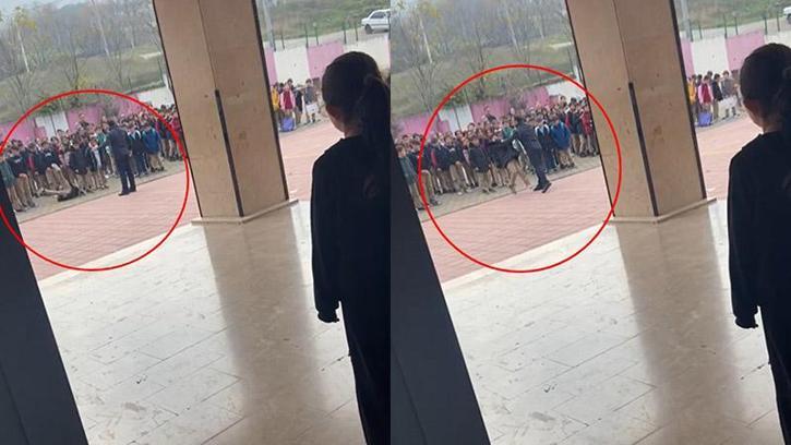 Okul müdürünün, öğrenciyi yakasından tutup yere savurduğu görüntülere inceleme