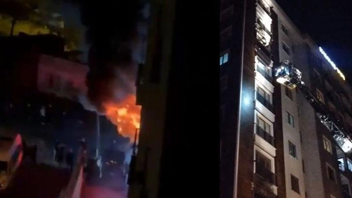 Pendik’te 10 katlı binada çıkan yangın söndürüldü