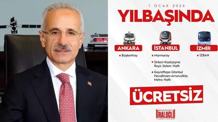 Bakan Uraloğlu: 1 Ocak'ta 3 şehirde bakanlığa bağlı raylı sistemler ücretsiz olacak