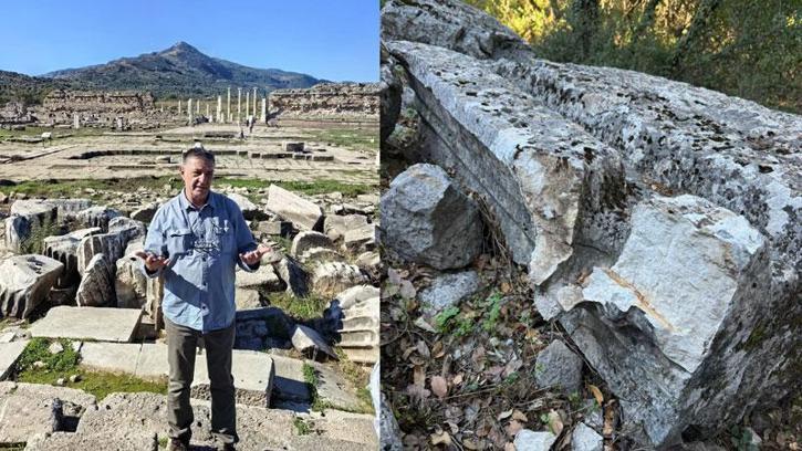 Büyük İskender'in fethedemediği antik kentte, 2 bin yıllık aslan başlı çörten kırıldı