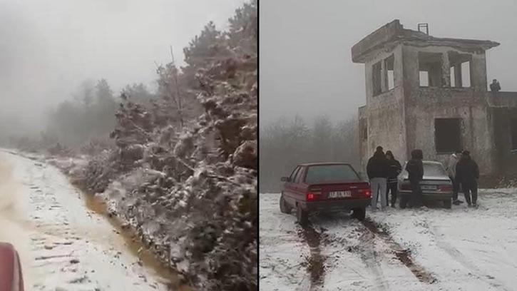 Çanakkale’de mevsimin ilk karı yağdı