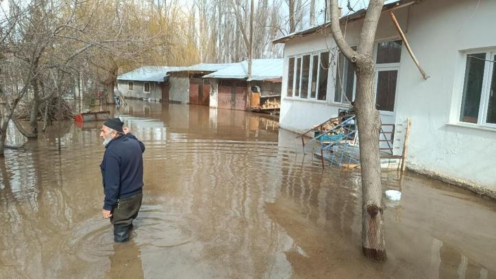 Sivas'ta Yıldız Irmağı taştı; araziler su altında kaldı, mezra yolu kapandı (2)