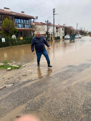 Enez'de sağanak; su baskınları yaşandı