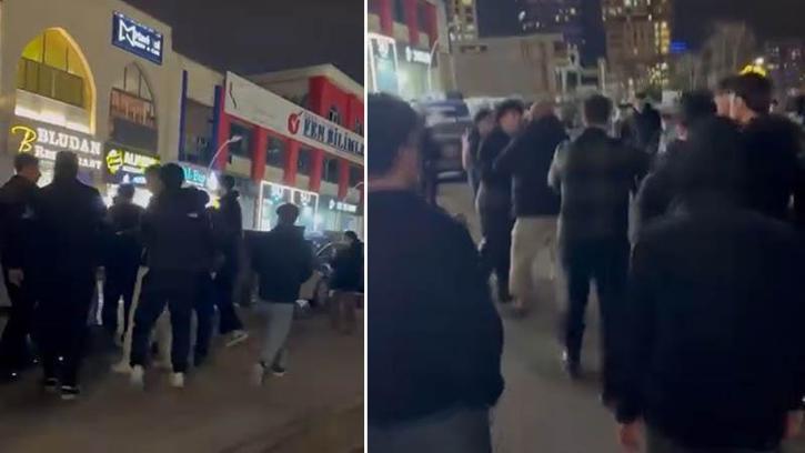 Başakşehir'de iftarın ardından iki grup arasında çıkan kavga kamerada