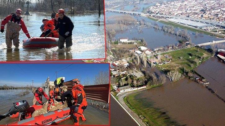 Edirne'de nehirlerin debileri arttı, köprüler trafiğe kapatıldı