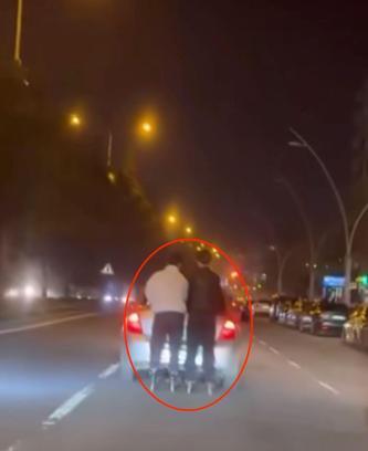 Patenli 2 kişinin tehlikeli yolculuğu kamerada