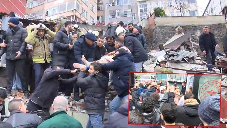 Fatih’te doğal gaz patlamasında iki bina çöktü; 1 ölü 10 yaralı