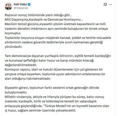 MHP'li Yıldız: Komisyonumuz, Türkiye'nin barışla ve kardeşlikle güçleneceğini göstermiştir