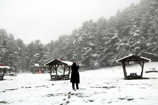 Abant, beyaz örtüyle kaplandı