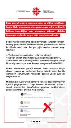 DMM'den Kahramanmaraş'taki saldırının failine ilişkin açıklama