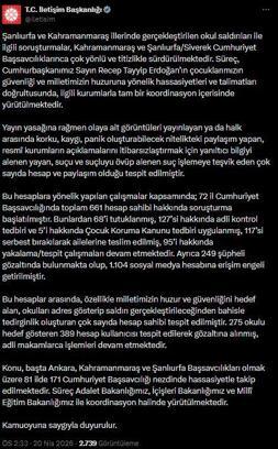 İletişim Başkanlığı: Okullardaki saldırılara ilişkin 661 hesap sahibi hakkında soruşturma başlatıldı