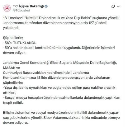 18 ilde 'nitelikli dolandırıcılık ve yasa dışı bahis' operasyonu: 56 tutuklama