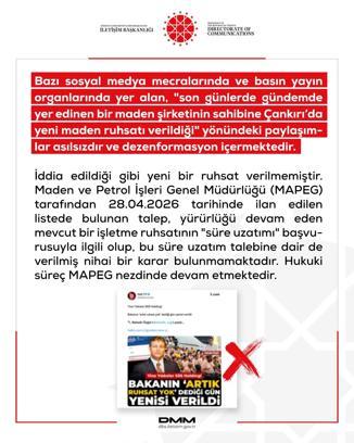 DMM'den 'maden ruhsatı' açıklaması