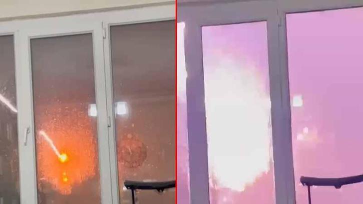 Diyarbakır’da 4 katlı binaya yıldırım düştü; o anlar kamerada