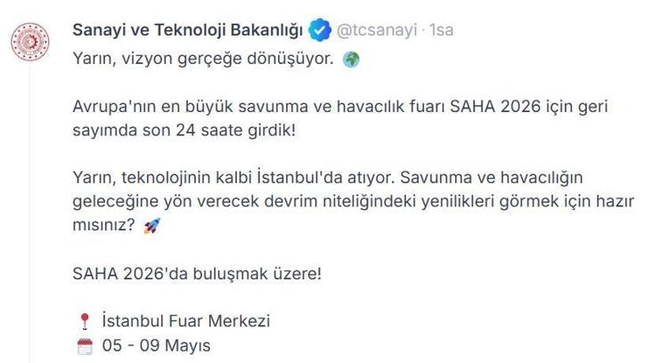 Bakanlıktan SAHA 2026 paylaşımı
