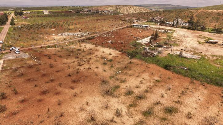 Gaziantep’te, fırtınada ağaçların devrildiği fıstık bahçelerindeki hasar dronla görüntülendi