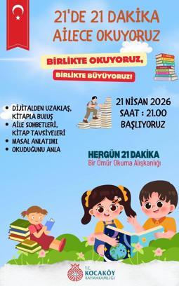 Kocaköy’de ‘Ailece okuyoruz’ projesiyle, her gün 21.00’de 21 dakika kitap okuyorlar