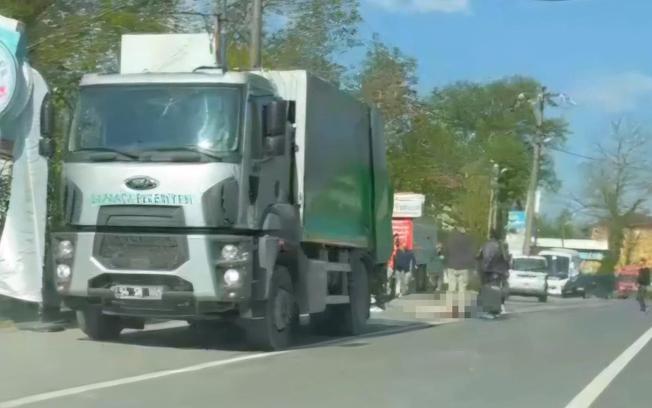 Çöp kamyonunun çarptığı yaya öldü; kaza kamerada