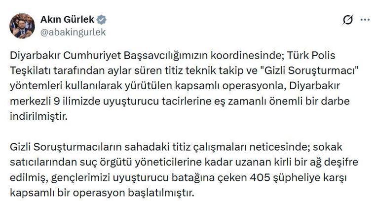 Diyarbakır merkezli 9 ilde 'uyuşturucu' operasyonu