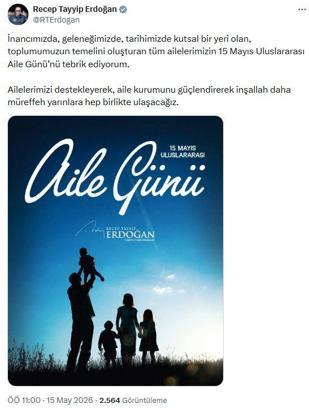 Cumhurbaşkanı Erdoğan, 'Aile Günü'nü tebrik etti