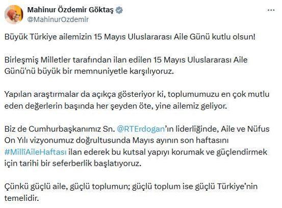 Bakan Göktaş, 'Aile Günü'nü tebrik etti