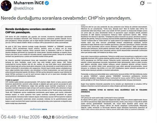 Muharrem İnce: Tüzük kurultayı toplanmalıdır