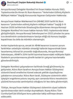 Keçeli: Türkiye, Avrupa İnsan Hakları Sözleşmesi sisteminin aşındırılmasından endişe duymaktadır
