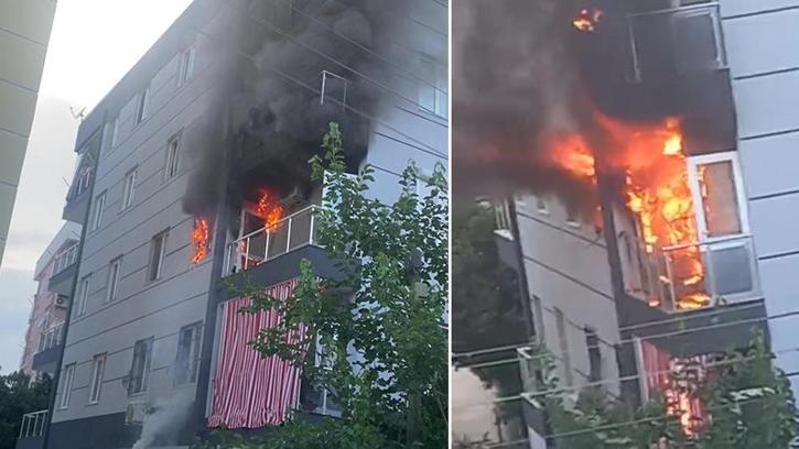 4 katlı binada yangın; mahsur kalan 2 kişi itfaiye ekipleri tarafından kurtarıldı