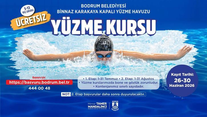 Bodrum'da çocuklara ücretsiz yüzme kursu