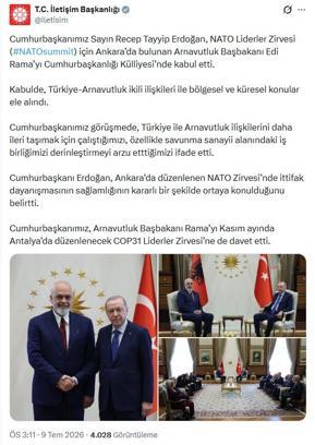Cumhurbaşkanı Erdoğan, Arnavutluk Başbakanı Rama'yı kabul etti (2)
