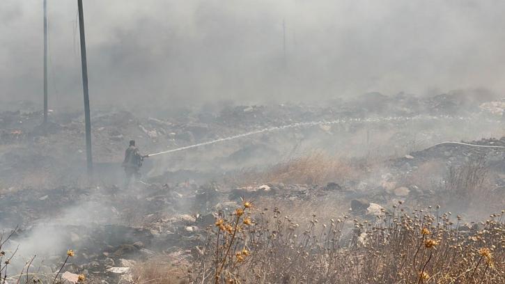 Anız yangını hafriyat alanına sıçradı; 400 dönüm zarar gördü