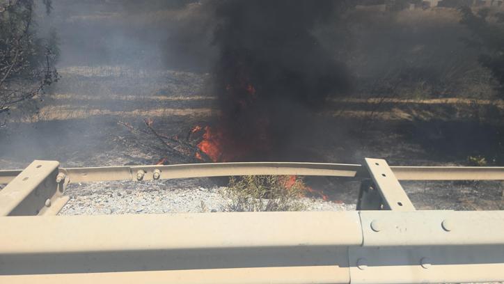 Yol kenarındaki ağaçlık alanda çıkan yangın kontrol altına alındı