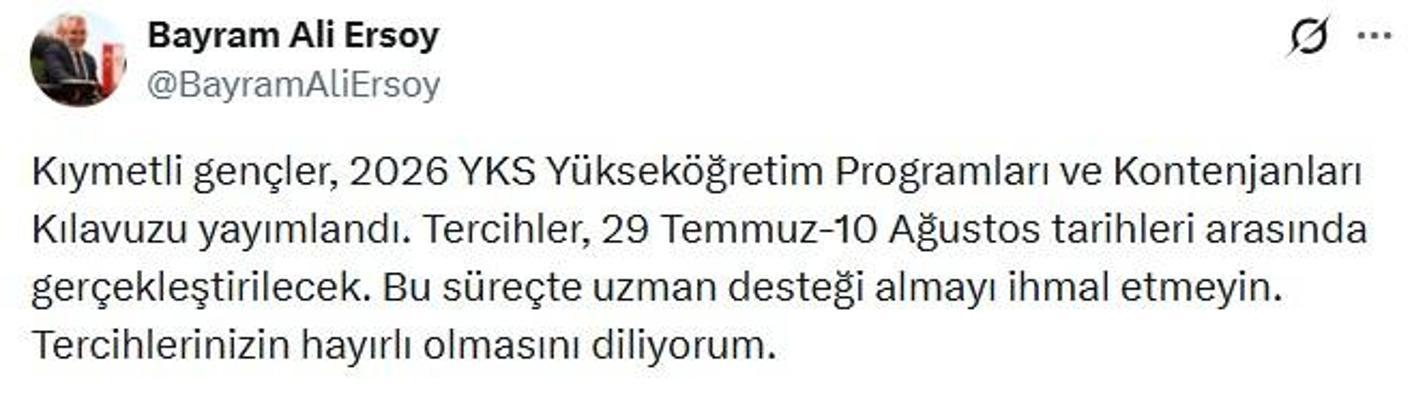 YKS Yükseköğretim Programları ve Kontenjanları Kılavuzu yayımlandı