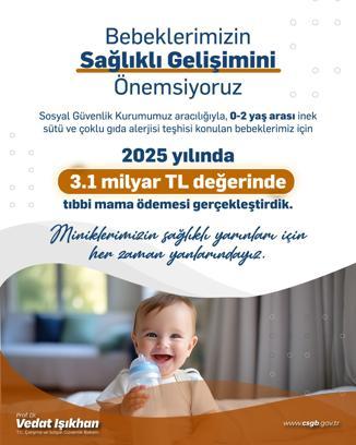 Gıda alerjisi olan bebekler için 3,1 milyar TL mama ödemesi yapıldı