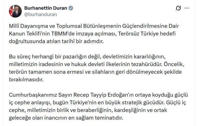 İletişim Başkanı Duran: Öncelik, terörün tamamen sona ermesidir