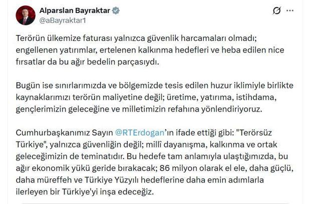 Bakan Bayraktar'dan 'Terörsüz Türkiye' mesajı