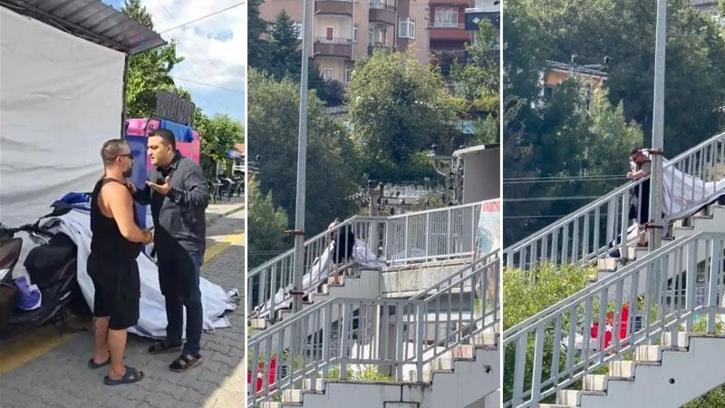 Cumhurbaşkanı Erdoğan'ın pankartına zarar veren şüpheli tutuklandı
