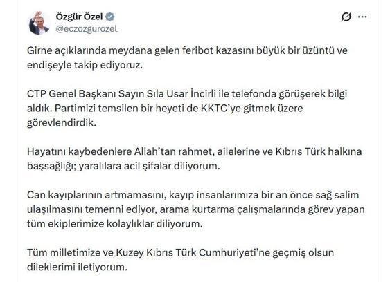 Özgür Özel: KKTC'ye heyet gönderdik