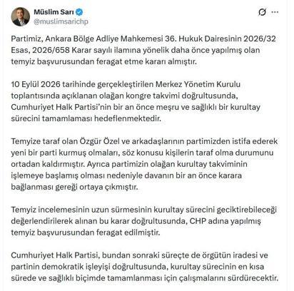 CHP 'mutlak butlan' davasında temyiz başvurusunu geri çekti