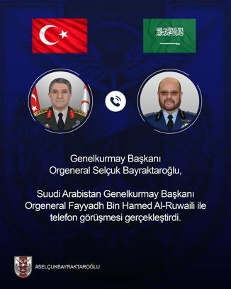 Genelkurmay Başkanı Orgeneral Bayraktaroğlu, Suudi mevkidaşı Al-Ruwaili ile görüştü