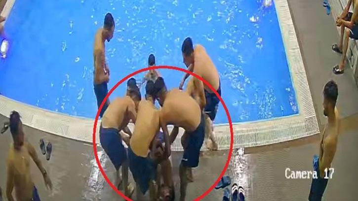 Arkadaşlarıyla havuzda eğlenen genç, boğulma tehlikesi geçirdi; o anlar kamerada